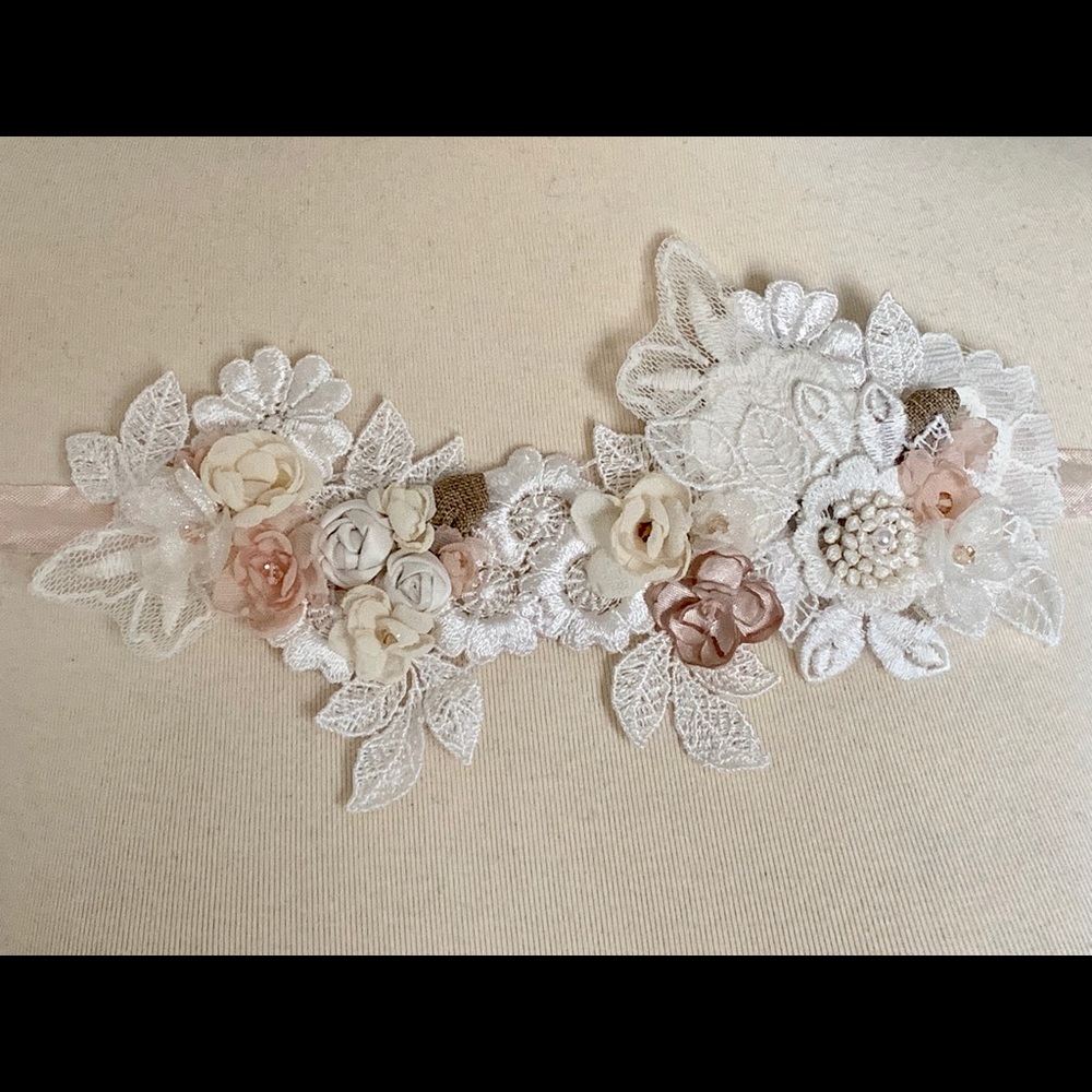 Bridal bohemian Handmade belt/sash tie headband